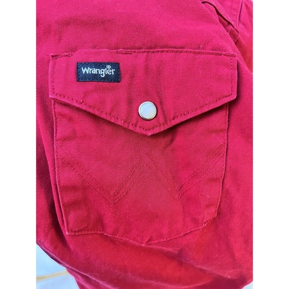 Wrangler Western Shirt Brushpopper Mens Large Pearl Snap Red - Picture 9 of 9
